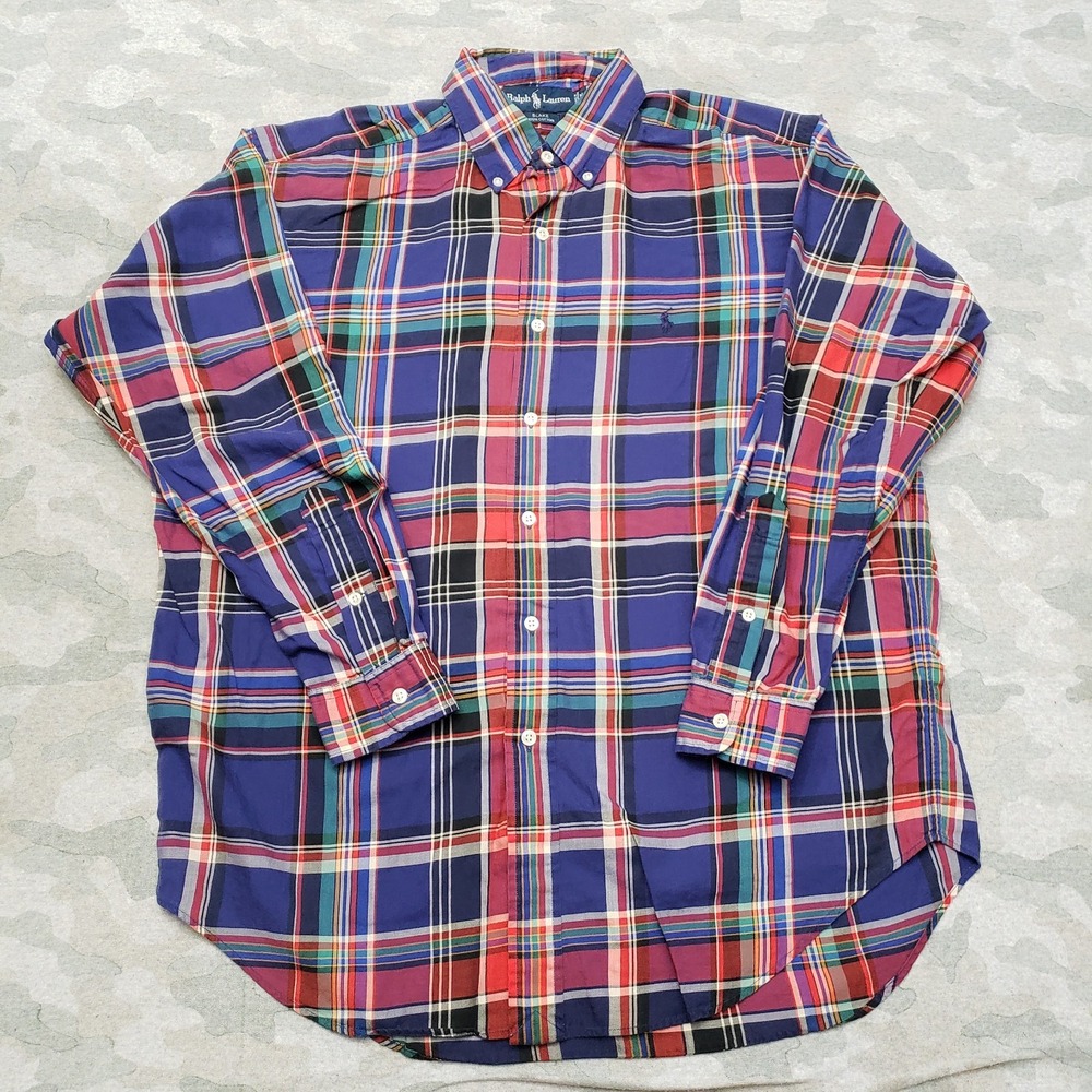 Ralph Lauren Blake Shirt Mens Medium Multicolor Long Sleeve Button-Up Plaid